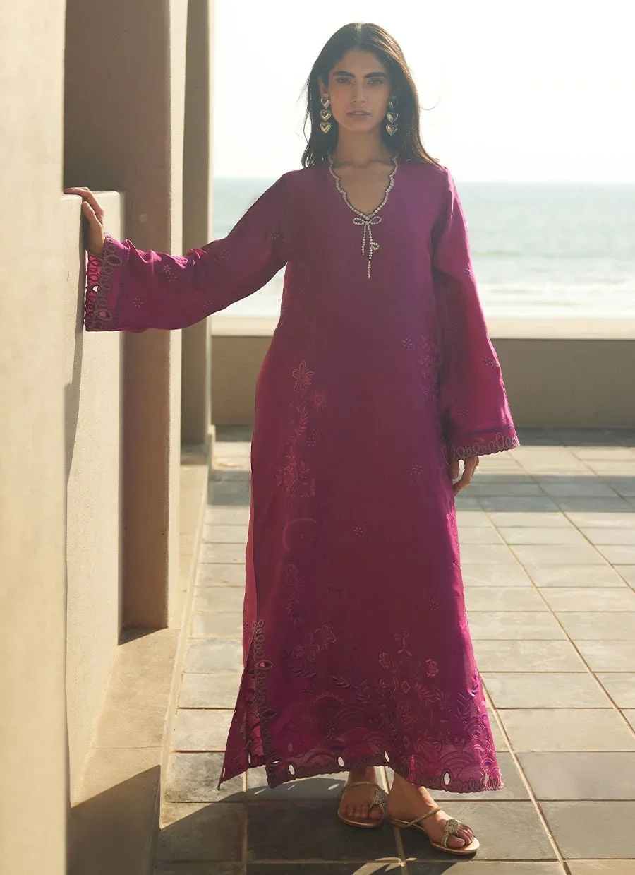 Aerie Hot Pink Kaftan – Farah Talib Aziz Luxury Pret Image 2