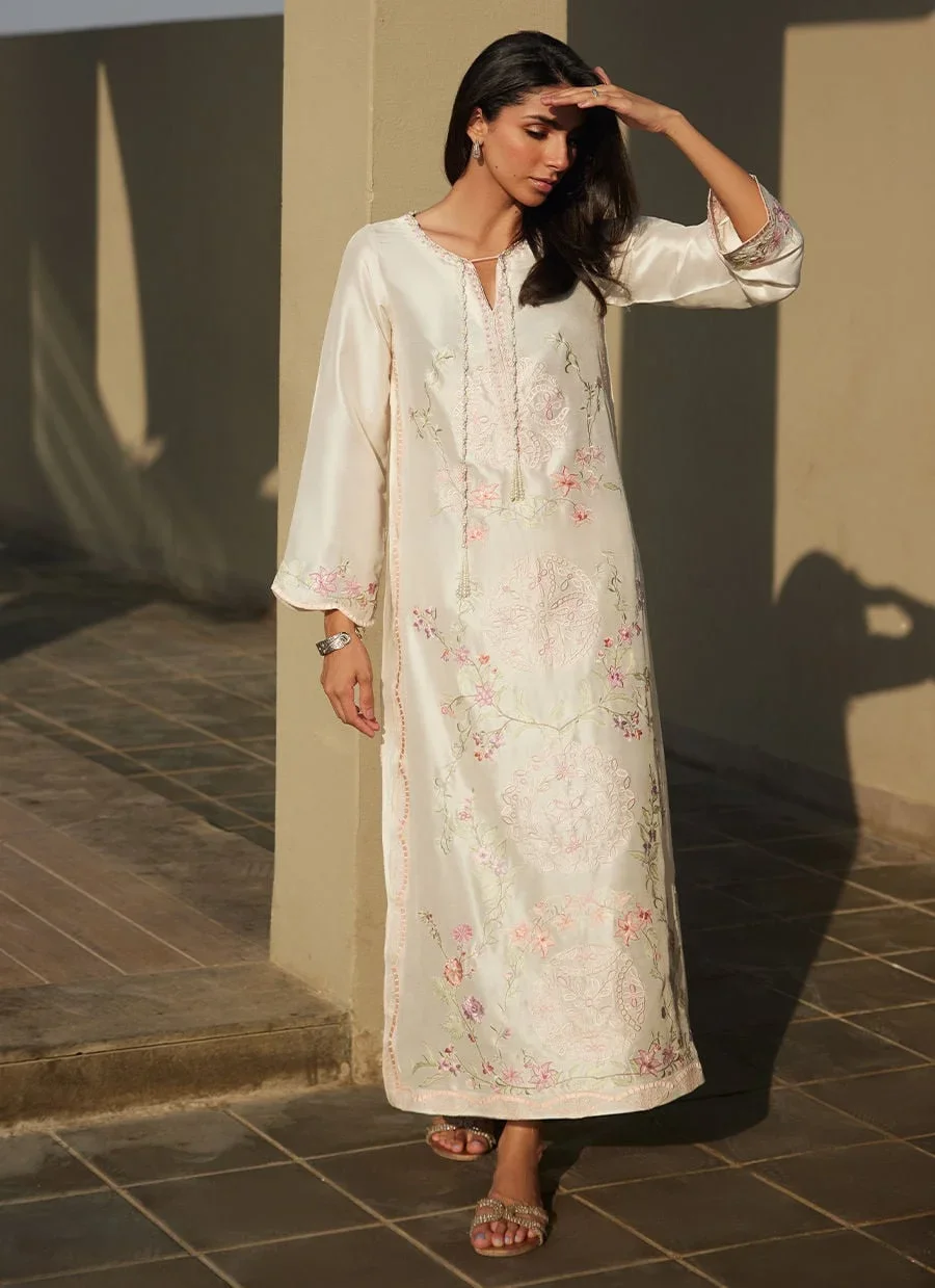 Coraline Ivory Silk Kaftan – Farah Talib Aziz Luxury Pret Image 6