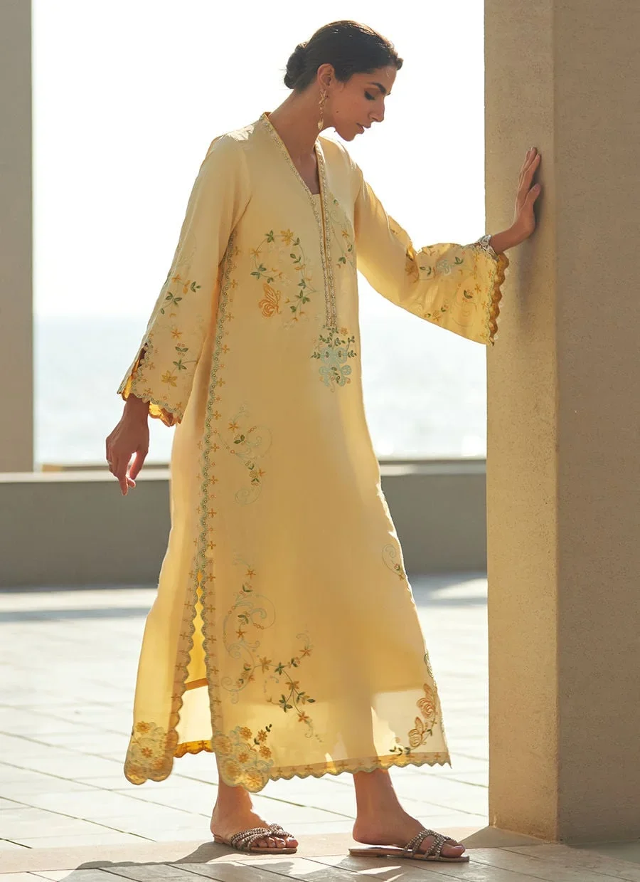 Lira Lemon Kaftan – Farah Talib Aziz Luxury Pret Image 4
