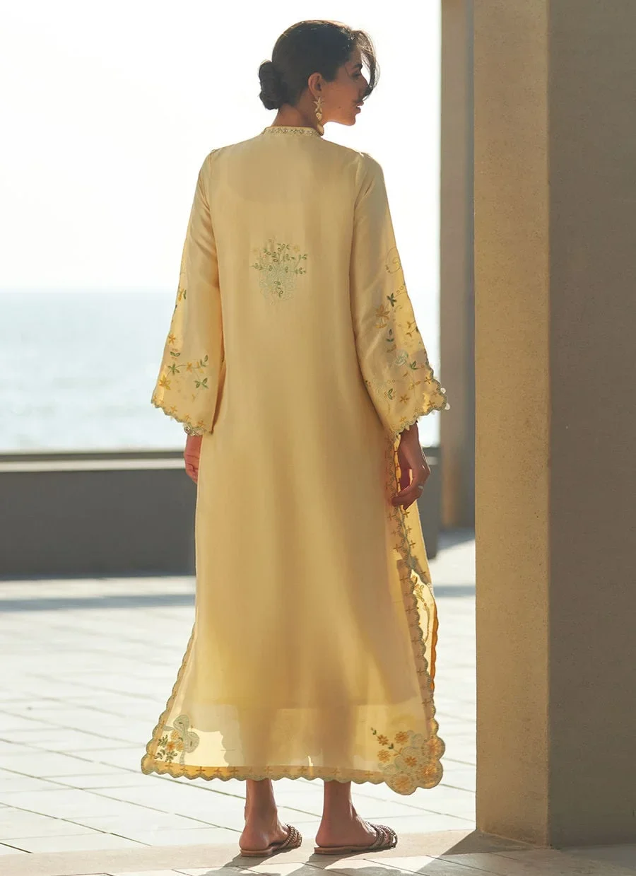 Lira Lemon Kaftan – Farah Talib Aziz Luxury Pret Image 5