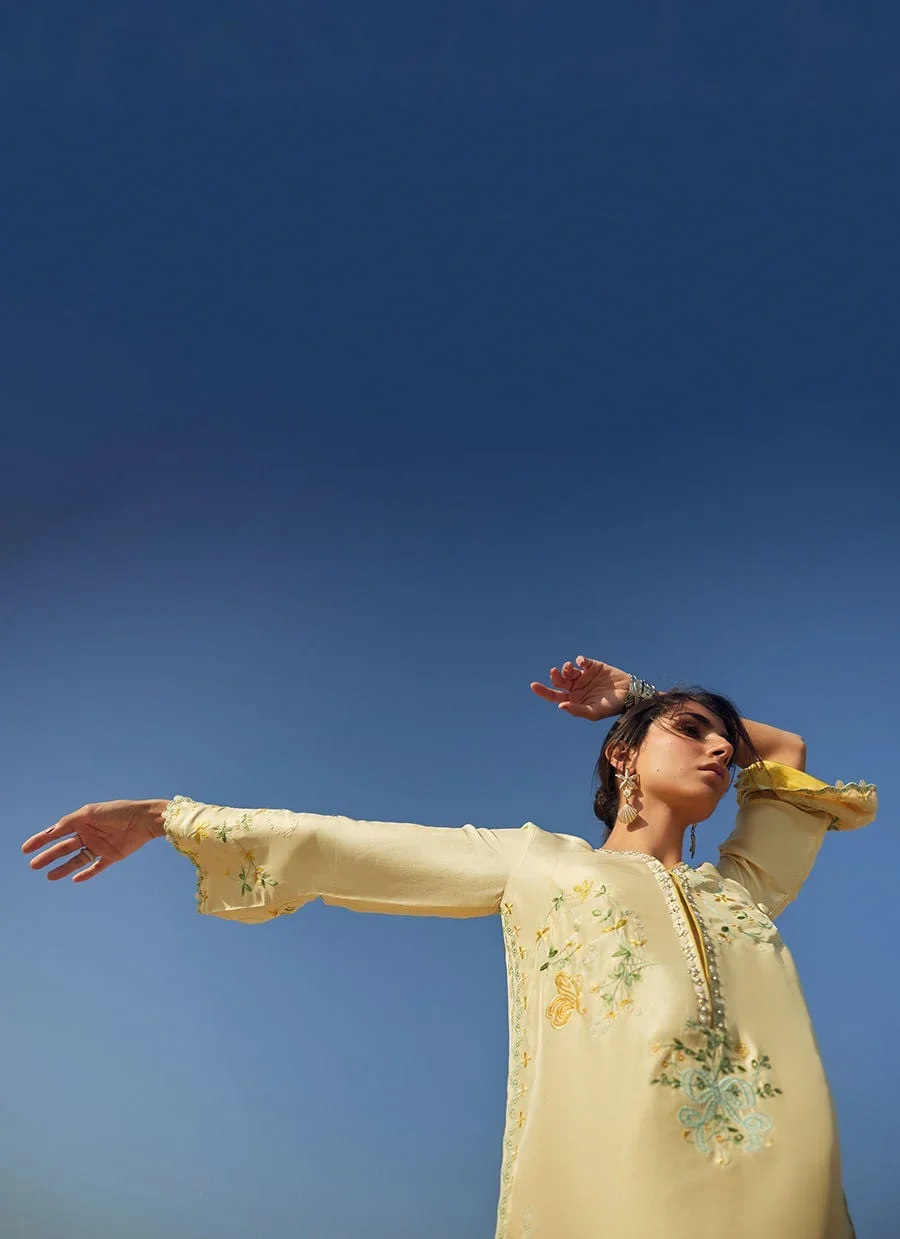 Lira Lemon Kaftan – Farah Talib Aziz Luxury Pret Image 6