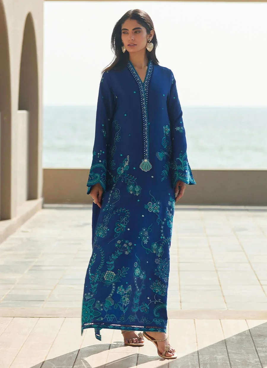 Liri Ink Blue Kaftan – Farah Talib Aziz Luxury Pret Image 2
