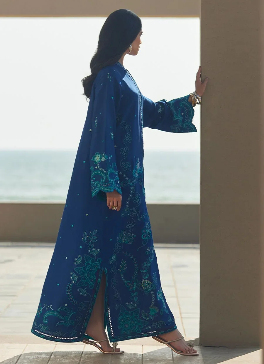 Liri Ink Blue Kaftan – Farah Talib Aziz Luxury Pret Image 4