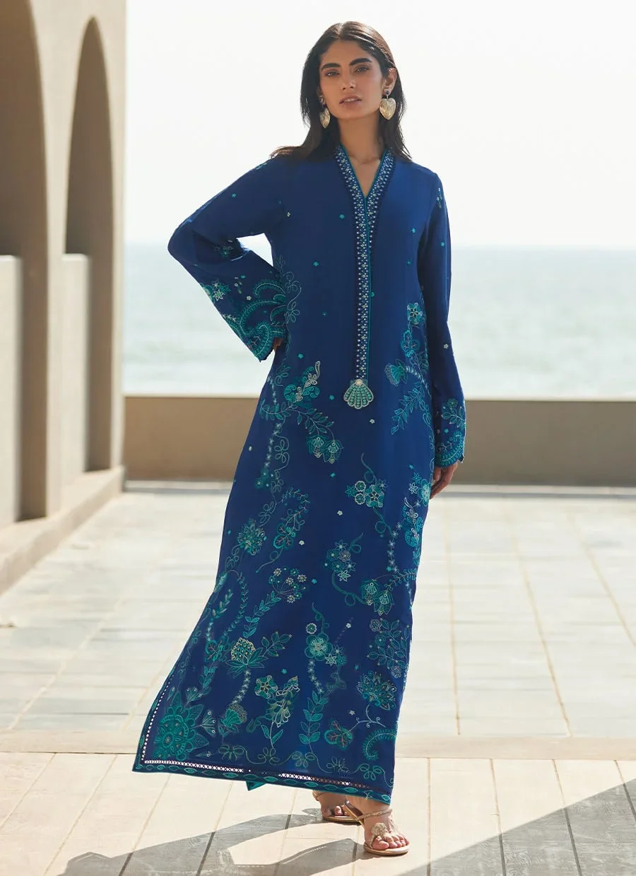 Liri Ink Blue Kaftan – Farah Talib Aziz Luxury Pret Image 5