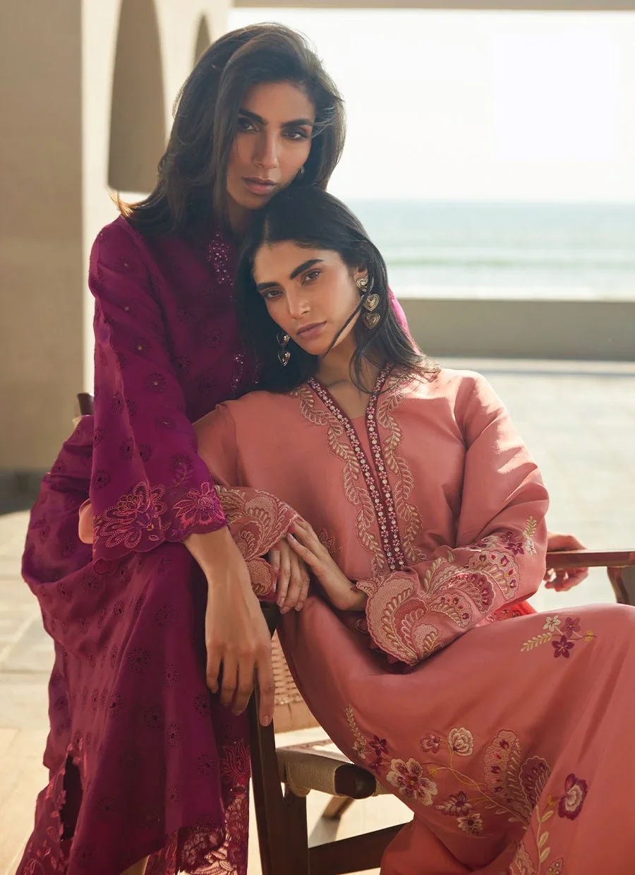 Nami Coral Silk Kaftan – Farah Talib Aziz Casual Wear Image 15