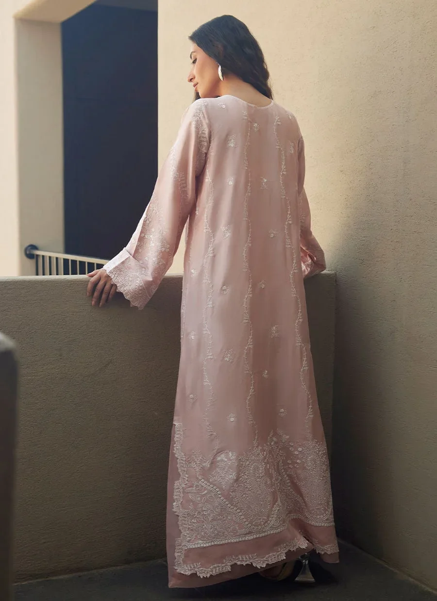 Nami Pale Pink Silk Kaftan – Farah Talib Aziz Luxury Pret Image 5