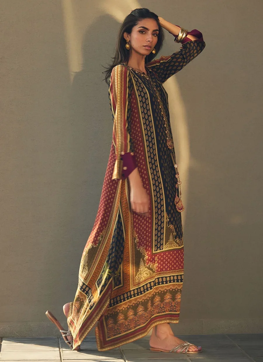 Ophelia Onyx Crepe Kaftan – Farah Talib Aziz Casual Wear Image 4