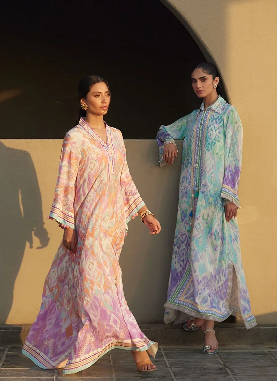 Solana Sunset Crepe Kaftan – Farah Talib Aziz Luxury Pret Image 10