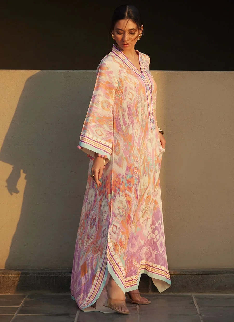 Solana Sunset Crepe Kaftan – Farah Talib Aziz Luxury Pret Image 3