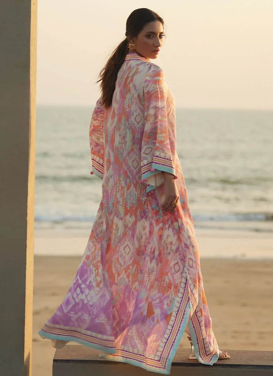 Solana Sunset Crepe Kaftan – Farah Talib Aziz Luxury Pret Image 4