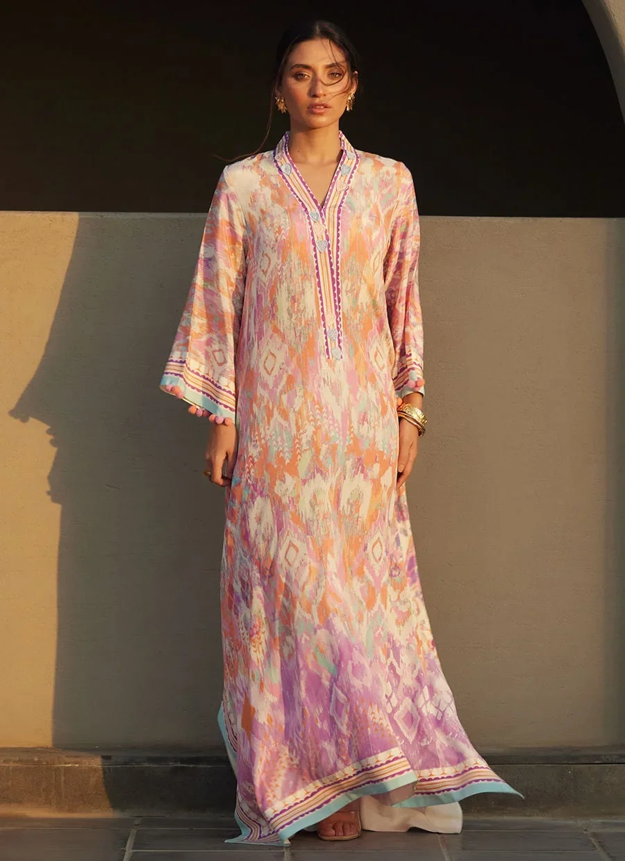 Solana Sunset Crepe Kaftan – Farah Talib Aziz Luxury Pret Image 6
