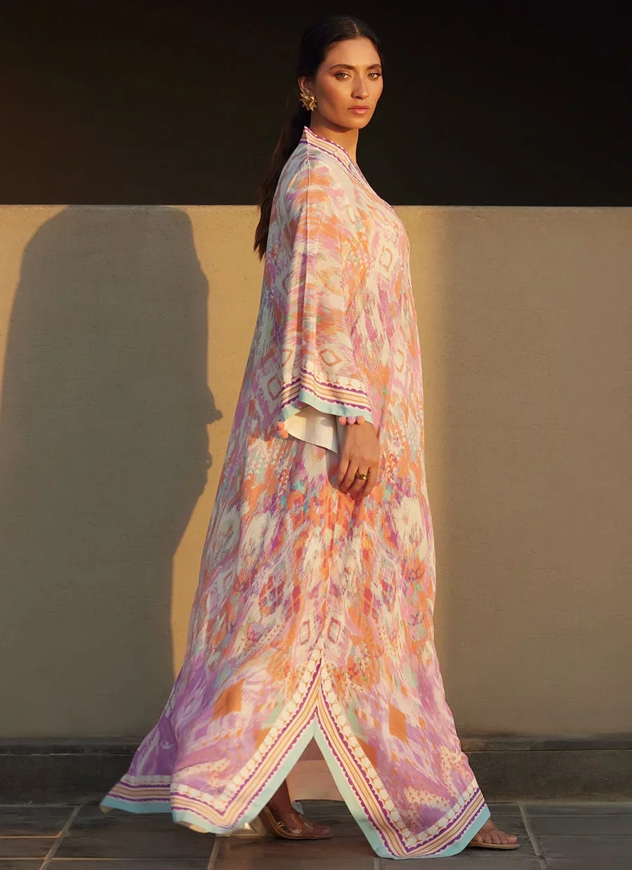 Solana Sunset Crepe Kaftan – Farah Talib Aziz Luxury Pret Image 7