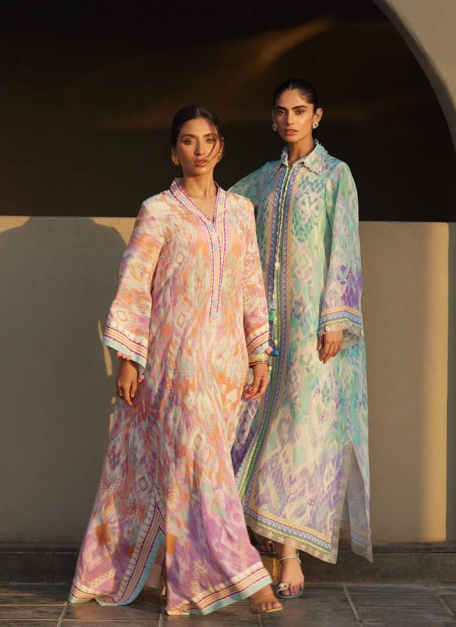 Solana Sunset Crepe Kaftan – Farah Talib Aziz Luxury Pret Image 9