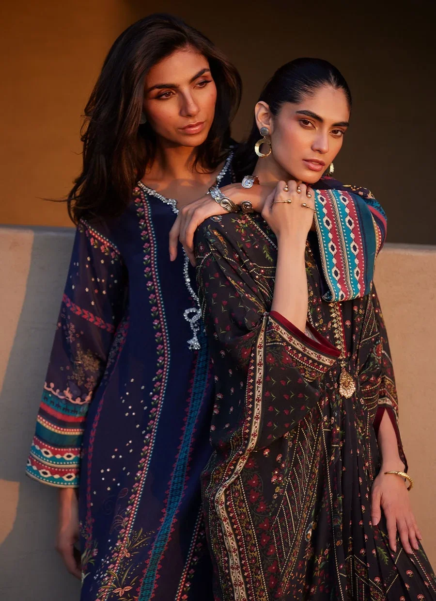 Zahara Midnight Crepe Kaftan – Farah Talib Aziz Luxury Pret Image 10