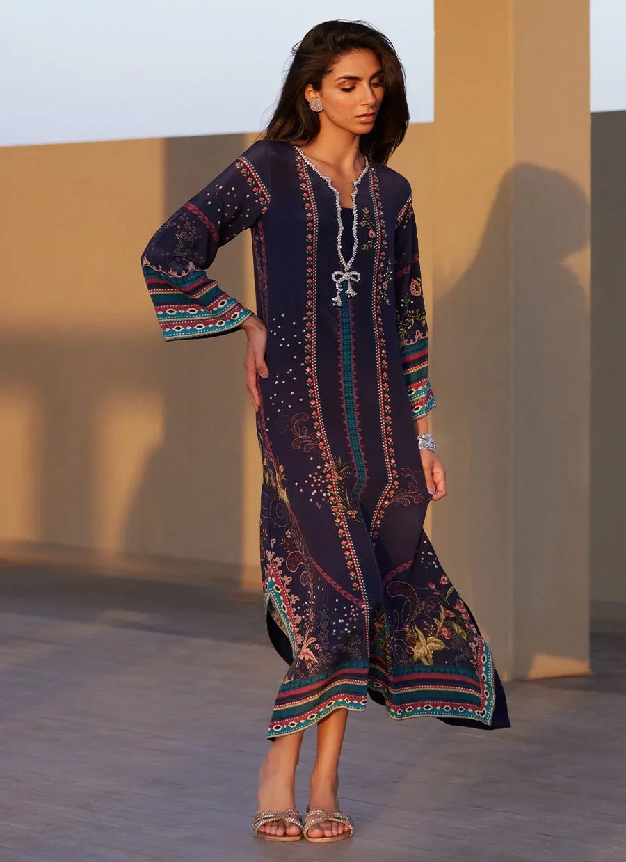 Zahara Midnight Crepe Kaftan – Farah Talib Aziz Luxury Pret Image 2