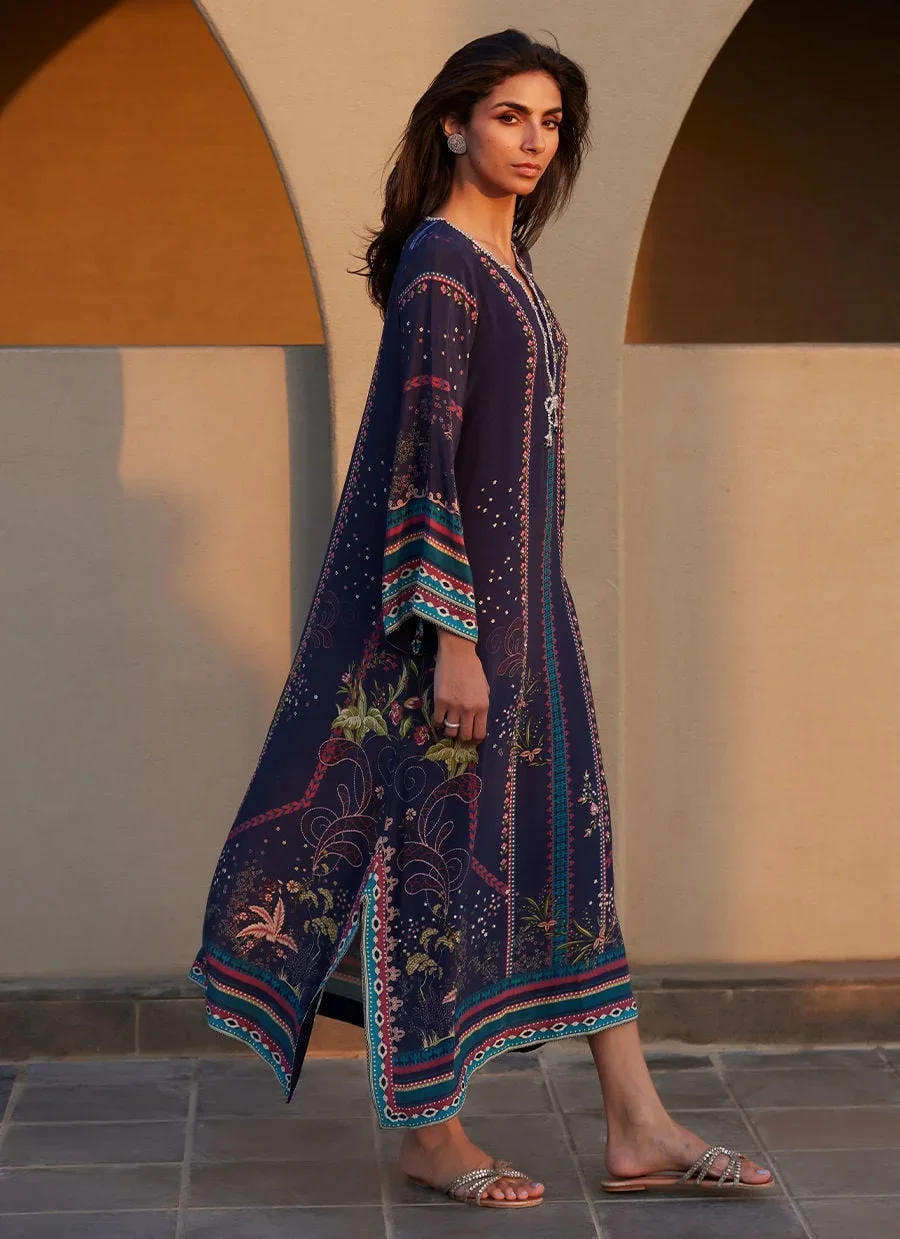 Zahara Midnight Crepe Kaftan – Farah Talib Aziz Luxury Pret Image 8